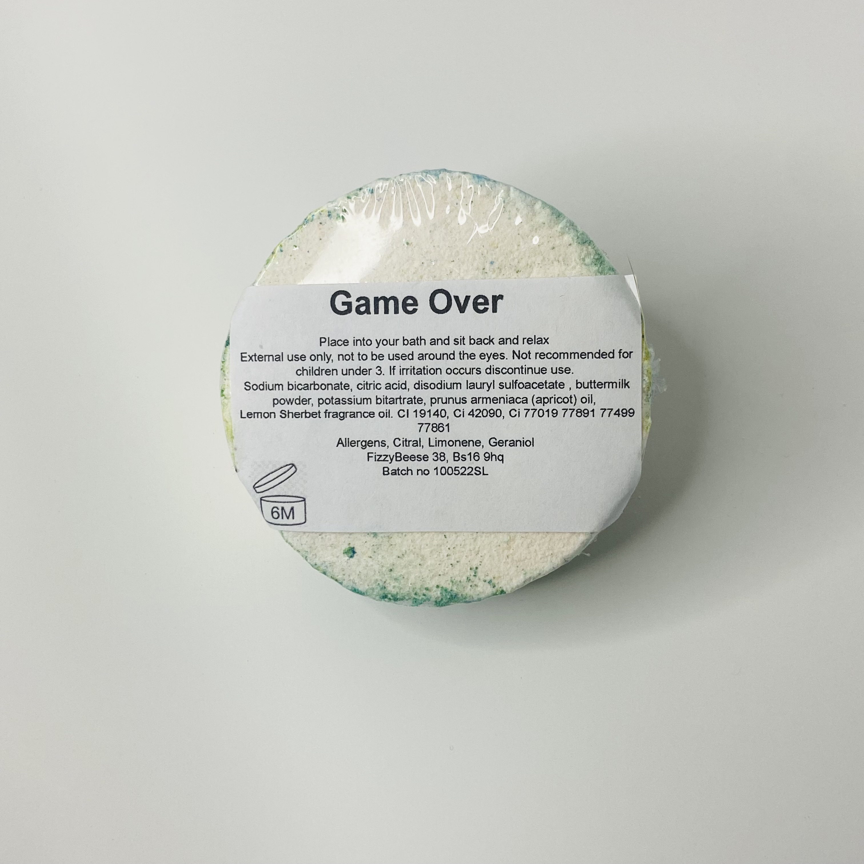 Game Over ingredients label