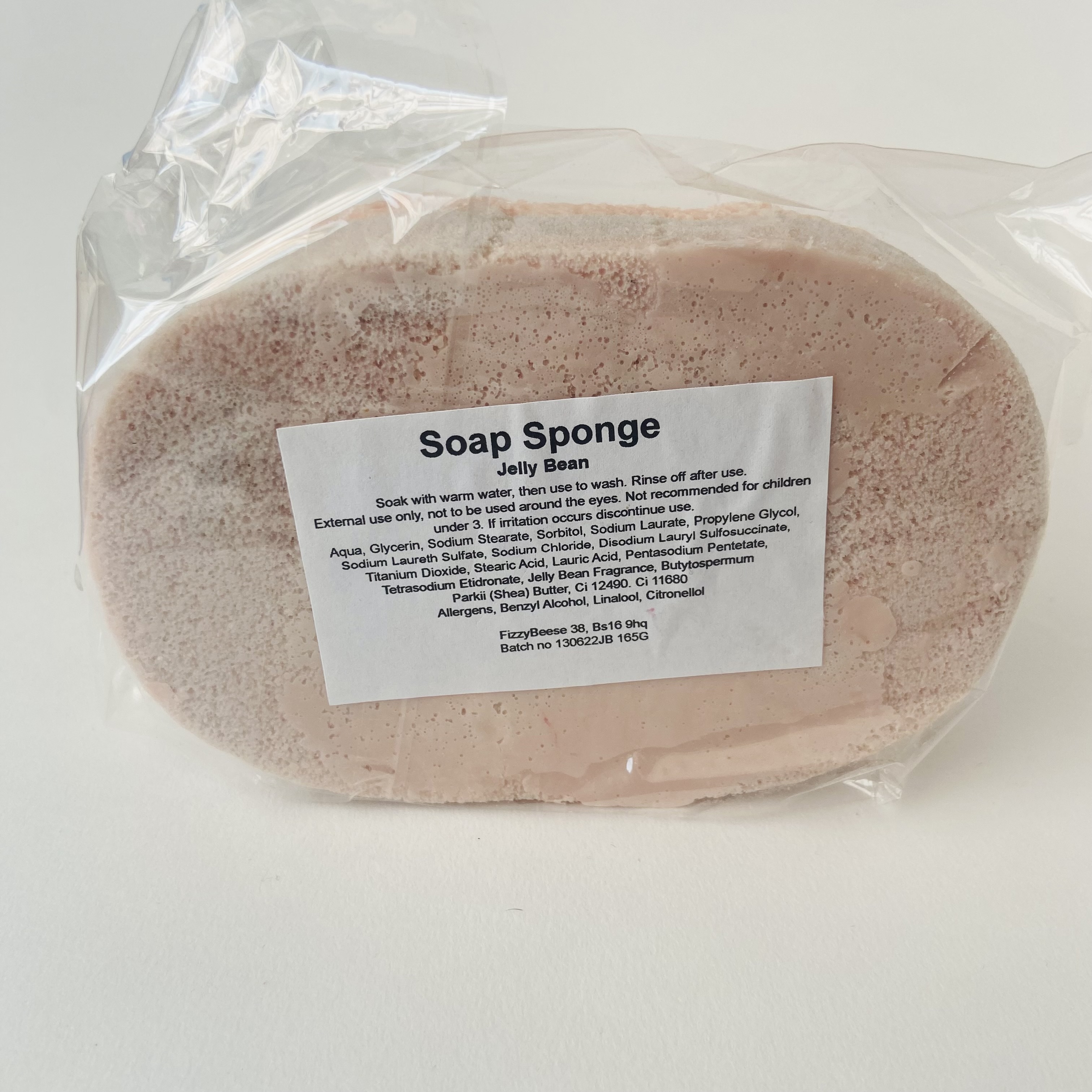Jelly Bean Soap Sponge ingredients label
