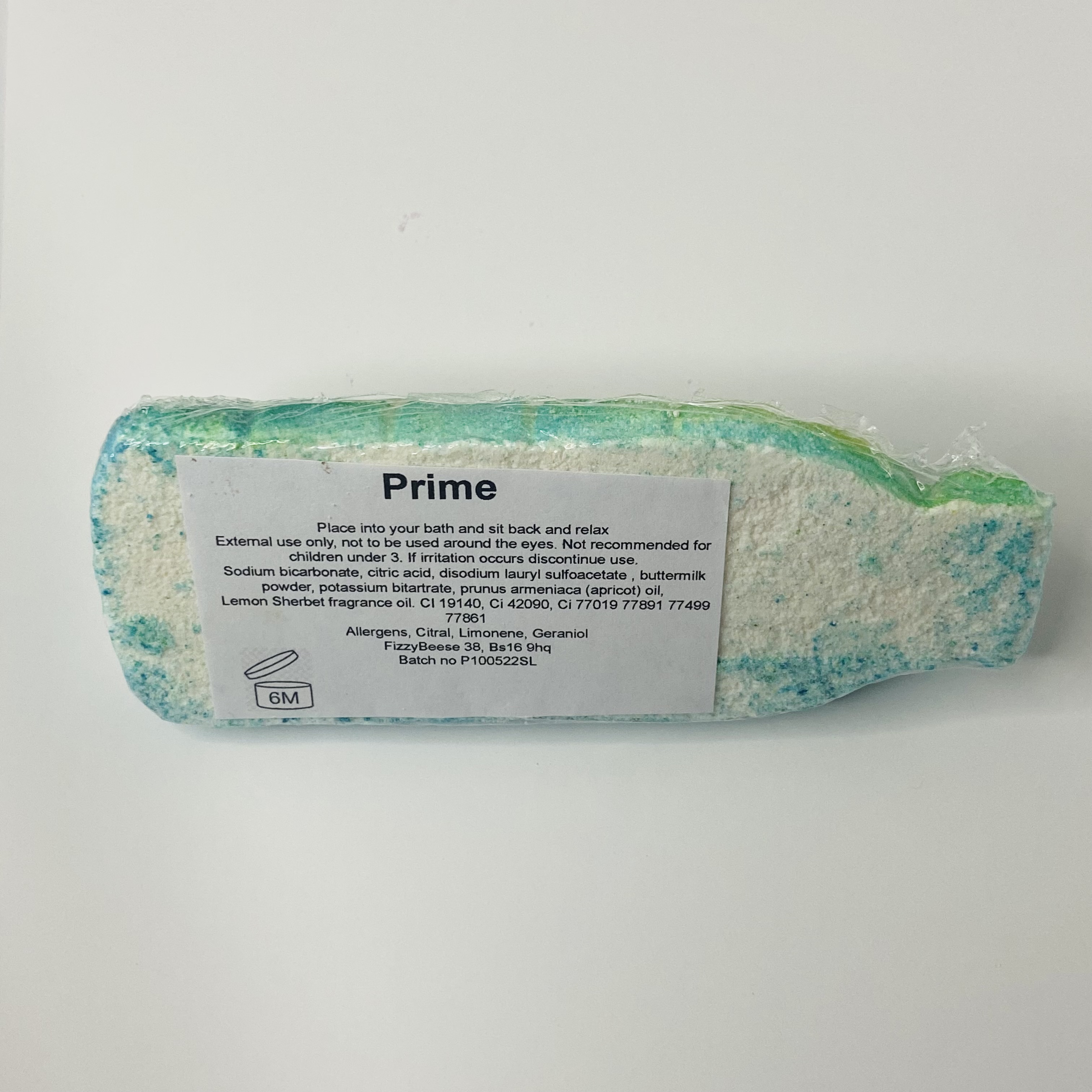 Prime Blue and Green ingredients label