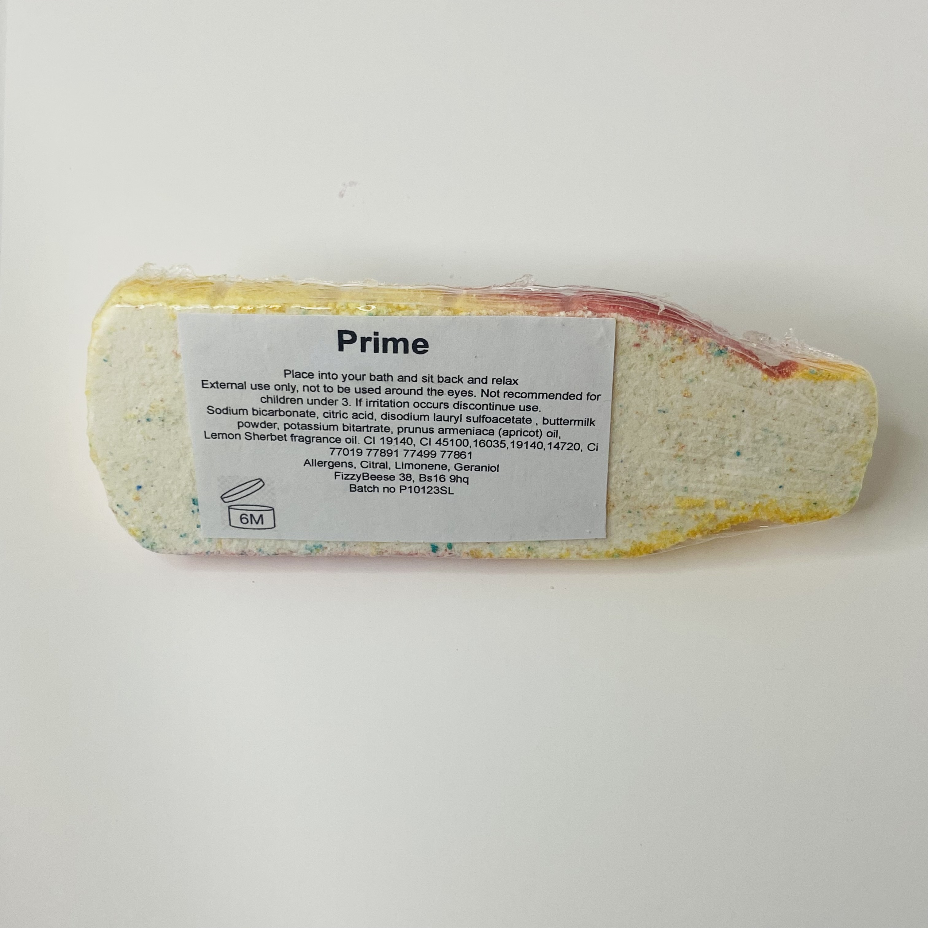 Prime Red and Yellow ingredients label